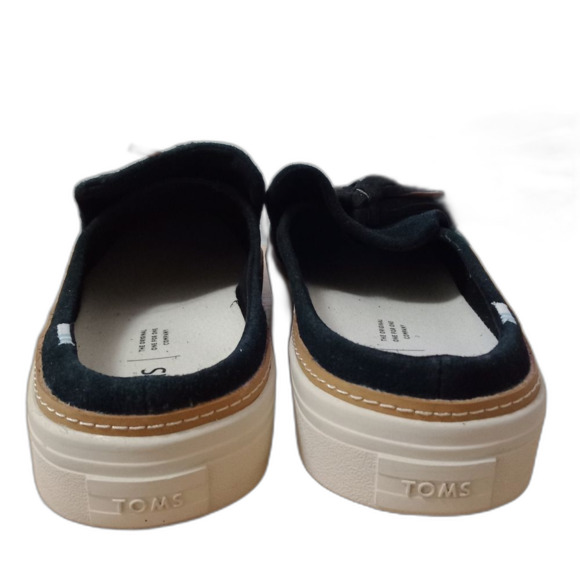 TOMS Women's Sunrise Black Suede Slip On Tassel Sneakers Preppy Retro Size 8 - Picture 7 of 8